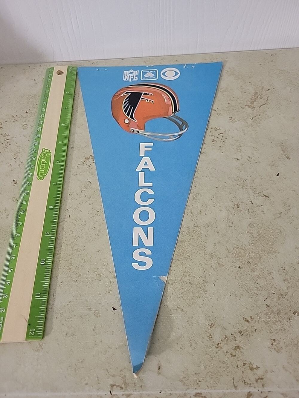 Vintage State Farm Insurance & CBS TV Atlanta Falcons NFL 2-Sided Paper Pennant